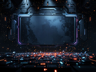 Poster - Abstract dark digital it backdrop. Generative AI