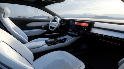 Wall Mural - imagine a futuristic car that is designed with full electric power, offering zero emissions and smoo