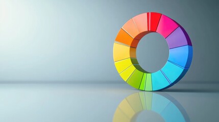 Poster - A modern doughnut chart in vibrant gradient colors, floating over a reflective surface, each section highlighted for clarity