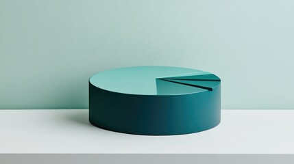 Poster - A modern pie chart in gradient blues and greens on a white surface, each segment slightly separated, representing market share distribution