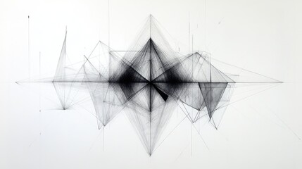 Aufkleber - A network of intersecting thin black lines on a white background, forming geometric shapes and patterns in a minimalistic style