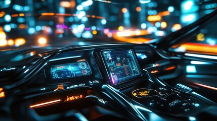 Wall Mural - picture a futuristic, avatar-inspired car with a streamlined design and glowing elements.