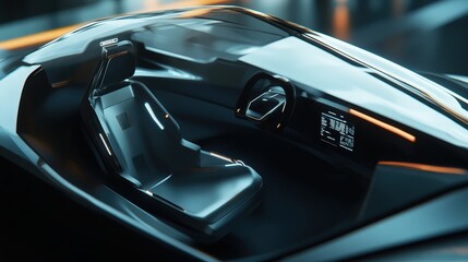 Poster - Picture a futuristic car where the entire body is made of lightweight, sustainable materials that enhance performance