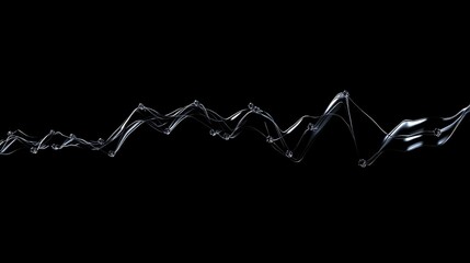Poster - A smooth line graph in metallic silver, with ascending and descending lines on a black background, representing data progress