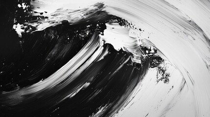 Poster - A striking black and white abstract composition with bold strokes and splatters, providing a dramatic and artistic backdrop that emphasizes contrast and depth