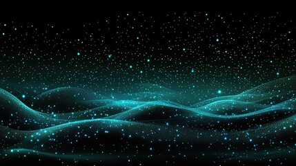 Poster - Abstract financial line chart with glowing points marking data peaks and drops, set against a dark background for a high-tech look