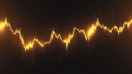 Poster - Abstract gold price graph on a dark screen, with glowing golden lines forming peaks and valleys representing market changes