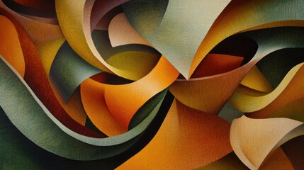 Fototapete - An abstract depiction of flowing shapes and curves in earthy tones, such as browns and greens, conveying a natural and organic feel, perfect for eco-friendly designs