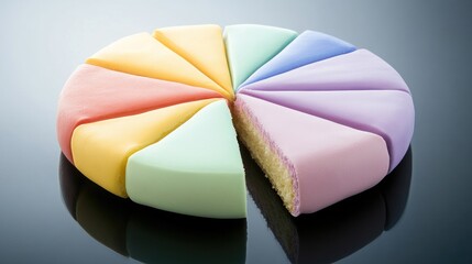 Poster - An elegant doughnut chart with pastel segments, arranged on a reflective surface to illustrate business strategy segments