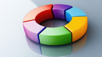 Poster - An elegant doughnut chart with pastel segments, arranged on a reflective surface to illustrate business strategy segments