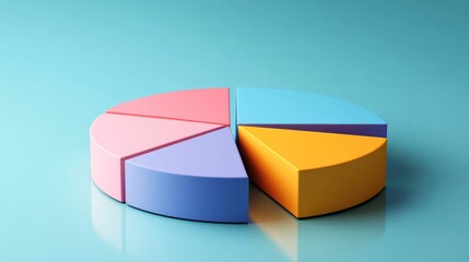 Poster - An elegant doughnut chart with pastel segments, arranged on a reflective surface to illustrate business strategy segments