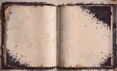 Poster - Book with a black and white page with a black border. The page is blank. The book is open to the middle of the page