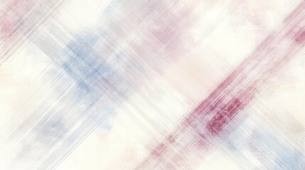 Poster - Crisscrossing thin lines in pastel shades, forming a plaid pattern on a light background, creating a soft and delicate texture