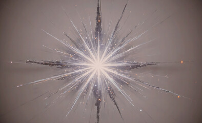 Poster - Bright white star with a black dot in the center. The star is surrounded by a lot of white and black dots