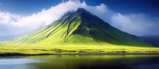 green landscape of Iceland. beautiful serene nature background