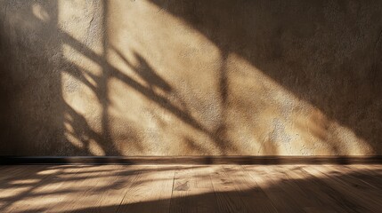 Poster - Empty room featuring a brown textured wall casting shadows Ideal for wall scene mockup showcasing with ample copy space