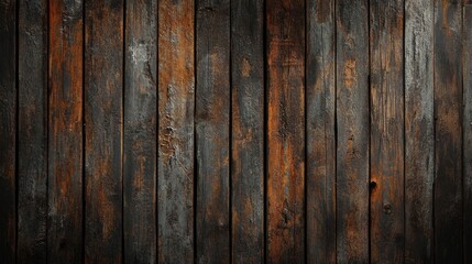 Poster - dark brown wooden plank background with a grunge texture features an old and weathered wood surface 