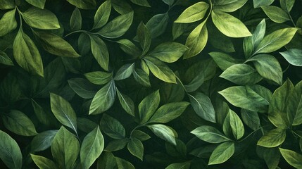 Poster - Green leaf wallpaper featuring a natural foliage background Textured design suitable for banners postcards and book illustrations Crafted using digital tools