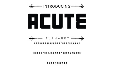 Poster - Modern techno font, futuristic line type of english alphabet letters and numbers. Minimal tech typeface vector typography. Future technology digital abc characters font, modern double line symbols