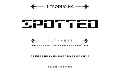 Poster - Modern techno font, futuristic line type of english alphabet letters and numbers. Minimal tech typeface vector typography. Future technology digital abc characters font, modern double line symbols