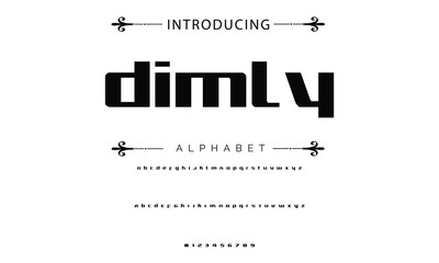 Poster - Modern techno font, futuristic line type of english alphabet letters and numbers. Minimal tech typeface vector typography. Future technology digital abc characters font, modern double line symbols