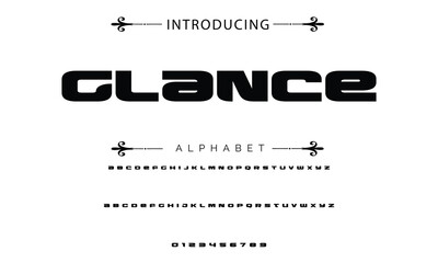Poster - Modern techno font, futuristic line type of english alphabet letters and numbers. Minimal tech typeface vector typography. Future technology digital abc characters font, modern double line symbols