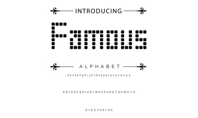 Poster - Modern techno font, futuristic line type of english alphabet letters and numbers. Minimal tech typeface vector typography. Future technology digital abc characters font, modern double line symbols