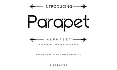 Poster - Modern techno font, futuristic line type of english alphabet letters and numbers. Minimal tech typeface vector typography. Future technology digital abc characters font, modern double line symbols