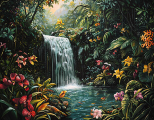 Wall Mural - Tropical Waterfall