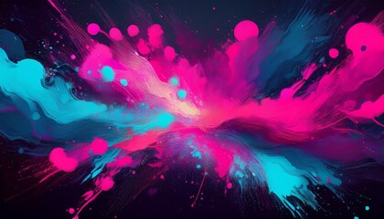 Aufkleber - Abstract explosion of vibrant colors, with dynamic brushstrokes and splashes.