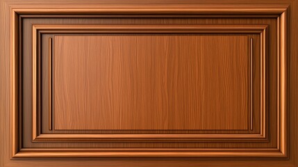 Wall Mural - Conceptual designs for custom wood cabinetry. A polished wooden panel with a rich brown finish, featuring a rectangular design and intricate framing.