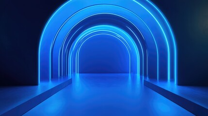 Poster - Sleek Neon Blue Gradient Background for Premium Product Displays and Elegant Interior Design Ideas