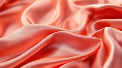 Poster - Graceful Waves of Coral Fabric in a Luxurious Satin Texture