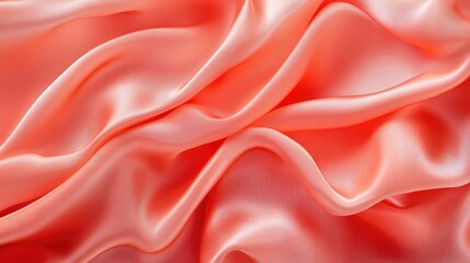 Poster - Graceful Waves of Coral Fabric in a Luxurious Satin Texture