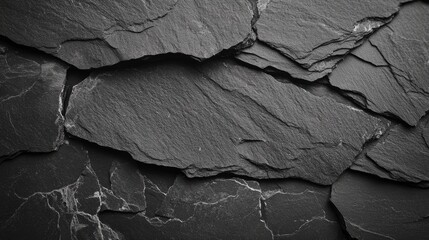Poster - Dark grey slate texture on a black surface Stone background featuring slate pattern