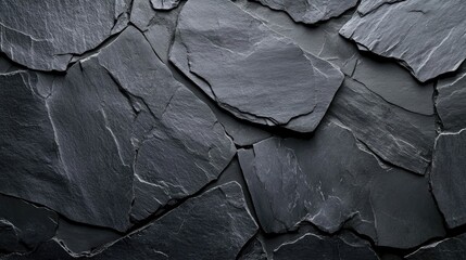 Poster - Dark grey slate texture on a black surface Stone background featuring slate pattern