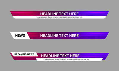 Aufkleber - set of broadcast news lower third banner template for television, video and media channel. headline 