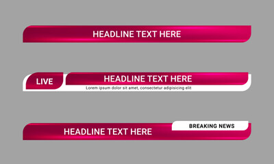 Aufkleber - set of broadcast news lower third banner template for television, video and media channel. headline 