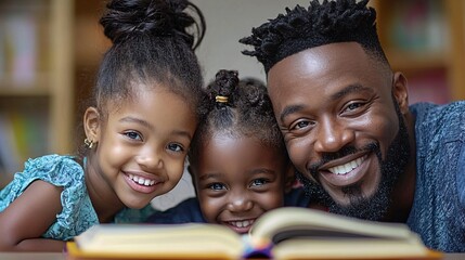 Poster - A family reviewing a financial plan with a professional advisor Stock Photo with side copy space