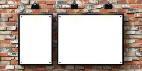 Poster - Glued poster mockup on textured concrete wall with realistic shadows and lighting, wall art, display, poster