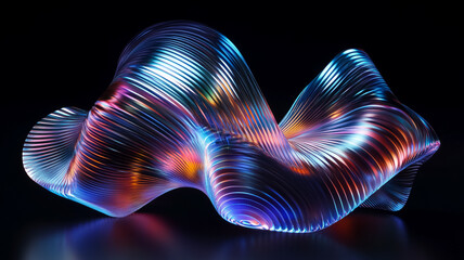 Sticker - Futuristic abstract wave shape with an iridescent fluid background.