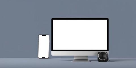 Wall Mural - Laptop mock up with screen isolated on white background, modern, electronics