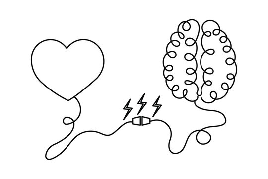 Human brain continuous one line drawing of minimalist outline vector icon

