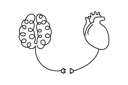 Human brain continuous one line drawing of minimalist outline vector icon
