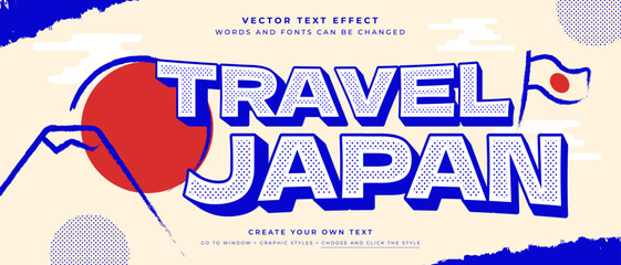Fototapete - Japan travel text effect, vector graphic style