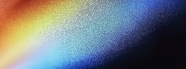 Aufkleber - A grainy gradient background featuring blue, red, and yellow abstract glowing color waves on a black backdrop with a noise texture, suitable for banner, poster, or header designs.