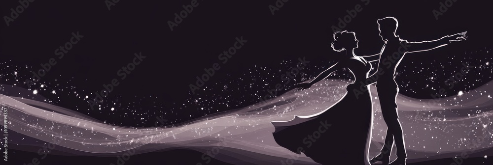 Waltz: Ballroom Dancing Couple Performing an Elegant Oversway Move on a ...