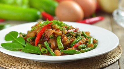 Sticker - stir fried bean with pork