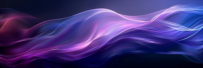 Poster - Abstract purple and blue background with smooth curves and lines, creating an elegant and futuristic wallpaper for digital art or design projects.