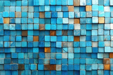 Poster - Vibrant blue tiles create a stunning geometric pattern for modern design inspiration.